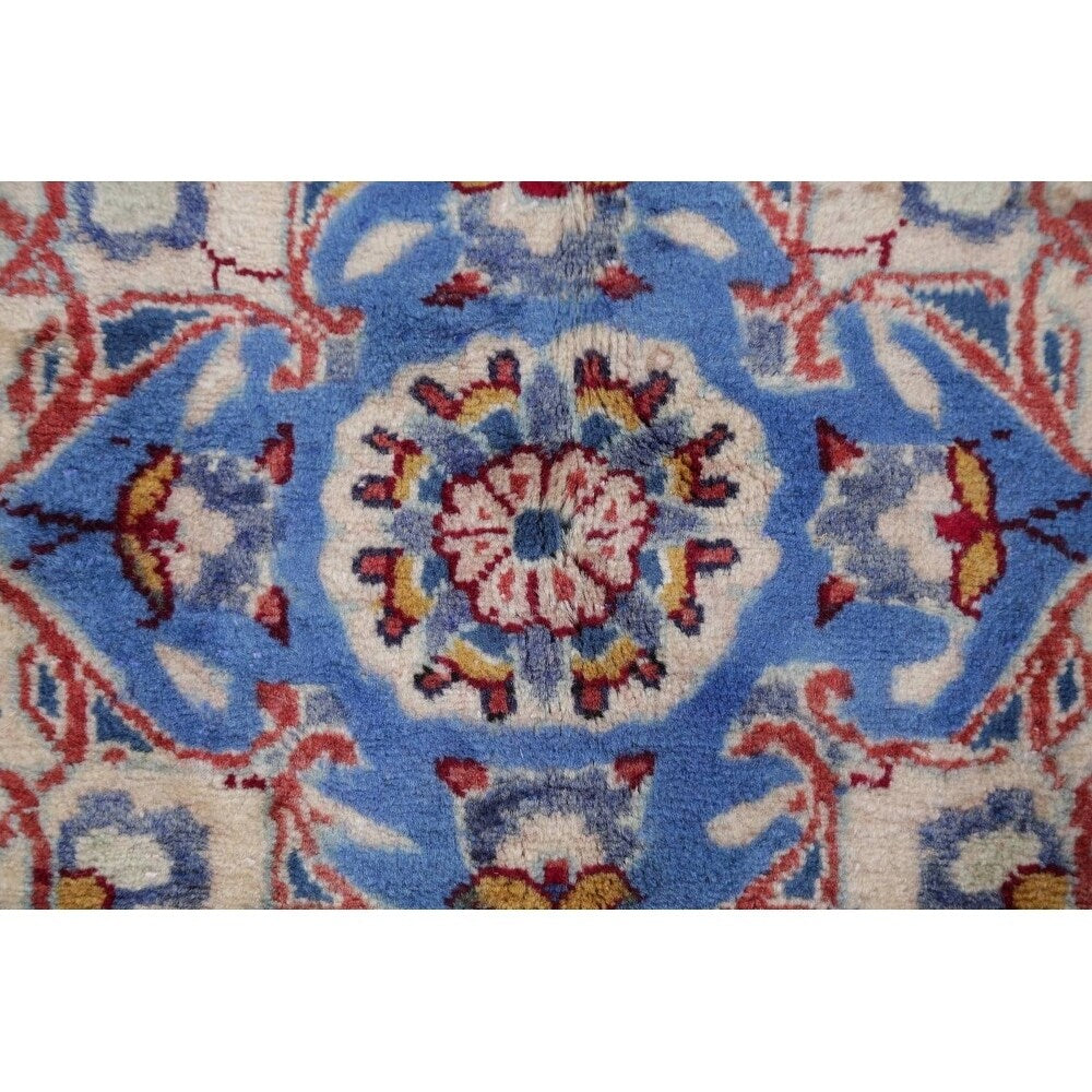 Vintage Traditional Flora Hand Made Mashad Persian Medallion Area Rug - 12'11" x 9'11"