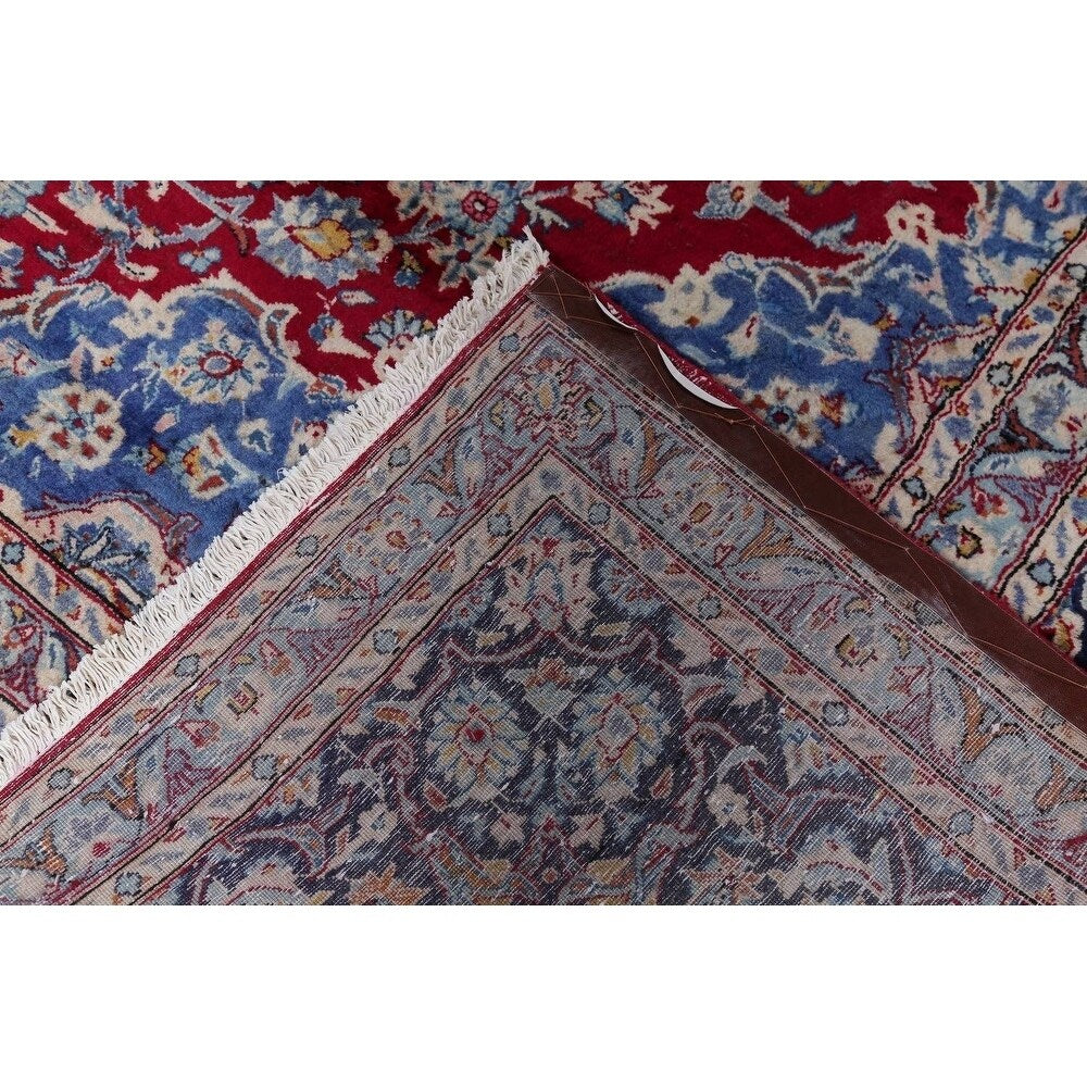 Vintage Traditional Flora Hand Made Mashad Persian Medallion Area Rug - 12'11" x 9'11"