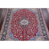 Vintage Traditional Flora Hand Made Mashad Persian Medallion Area Rug - 12'11" x 9'11"