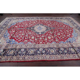 Vintage Traditional Flora Hand Made Mashad Persian Medallion Area Rug - 12'11" x 9'11"