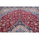 Vintage Traditional Flora Hand Made Mashad Persian Medallion Area Rug - 12'11" x 9'11"