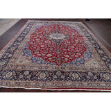 Vintage Traditional Flora Hand Made Mashad Persian Medallion Area Rug - 12'11" x 9'11"