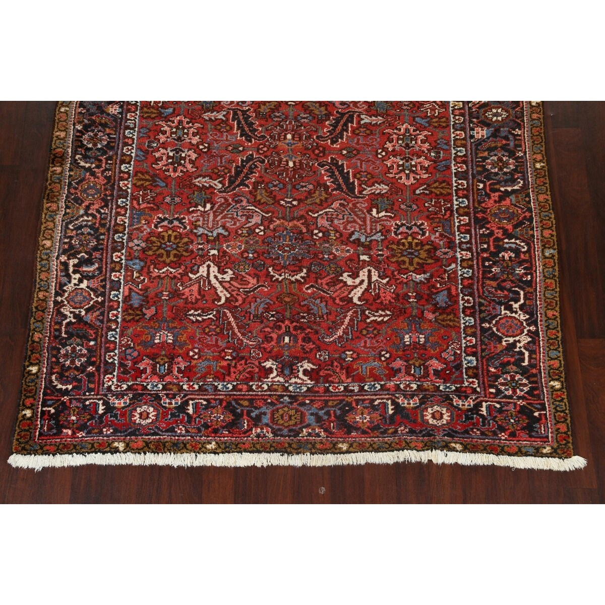 Vintage Traditional Heriz Persian Area Rug Handmade Wool Carpet - 7'2" x 8'9"