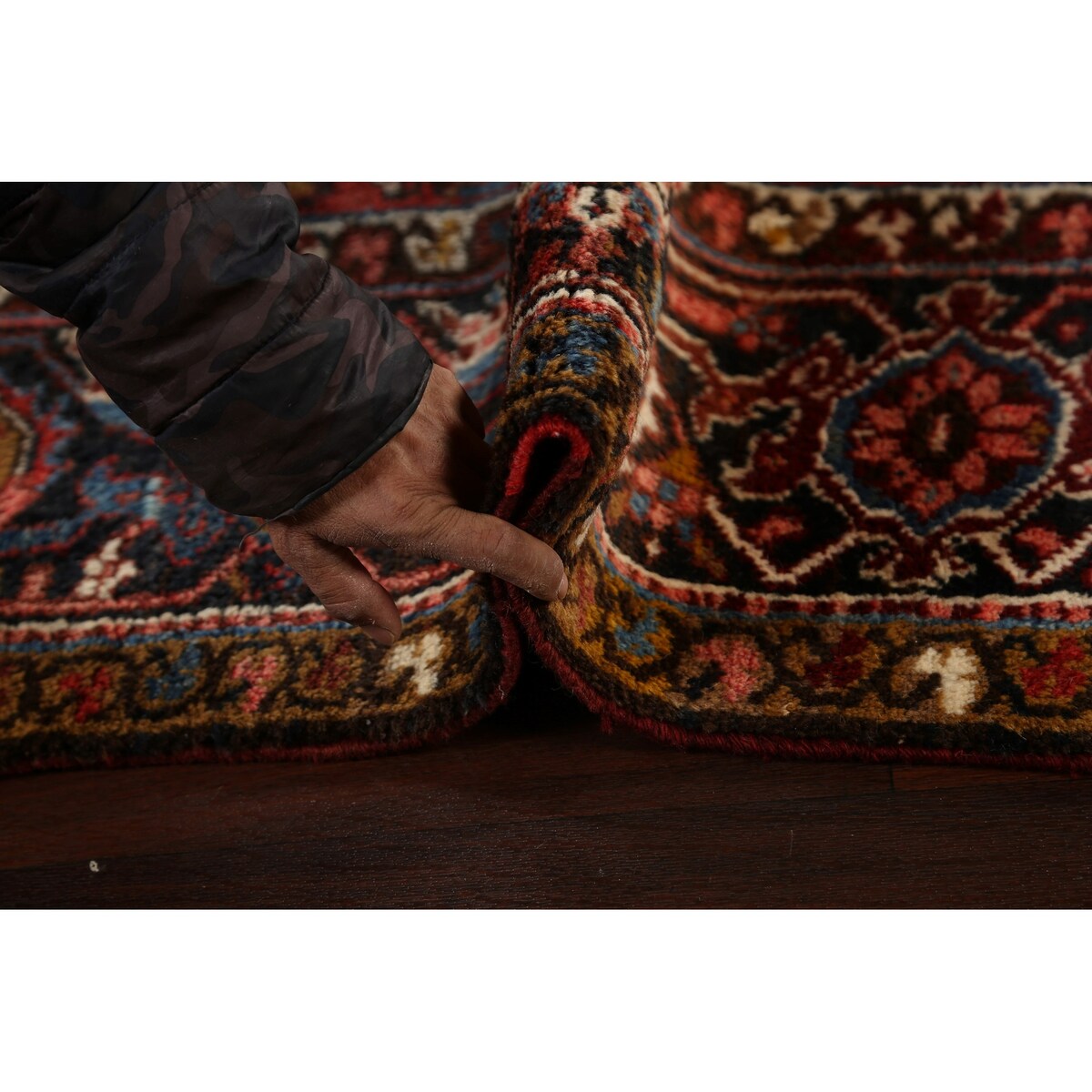 Vintage Traditional Heriz Persian Area Rug Handmade Wool Carpet - 7'2" x 8'9"