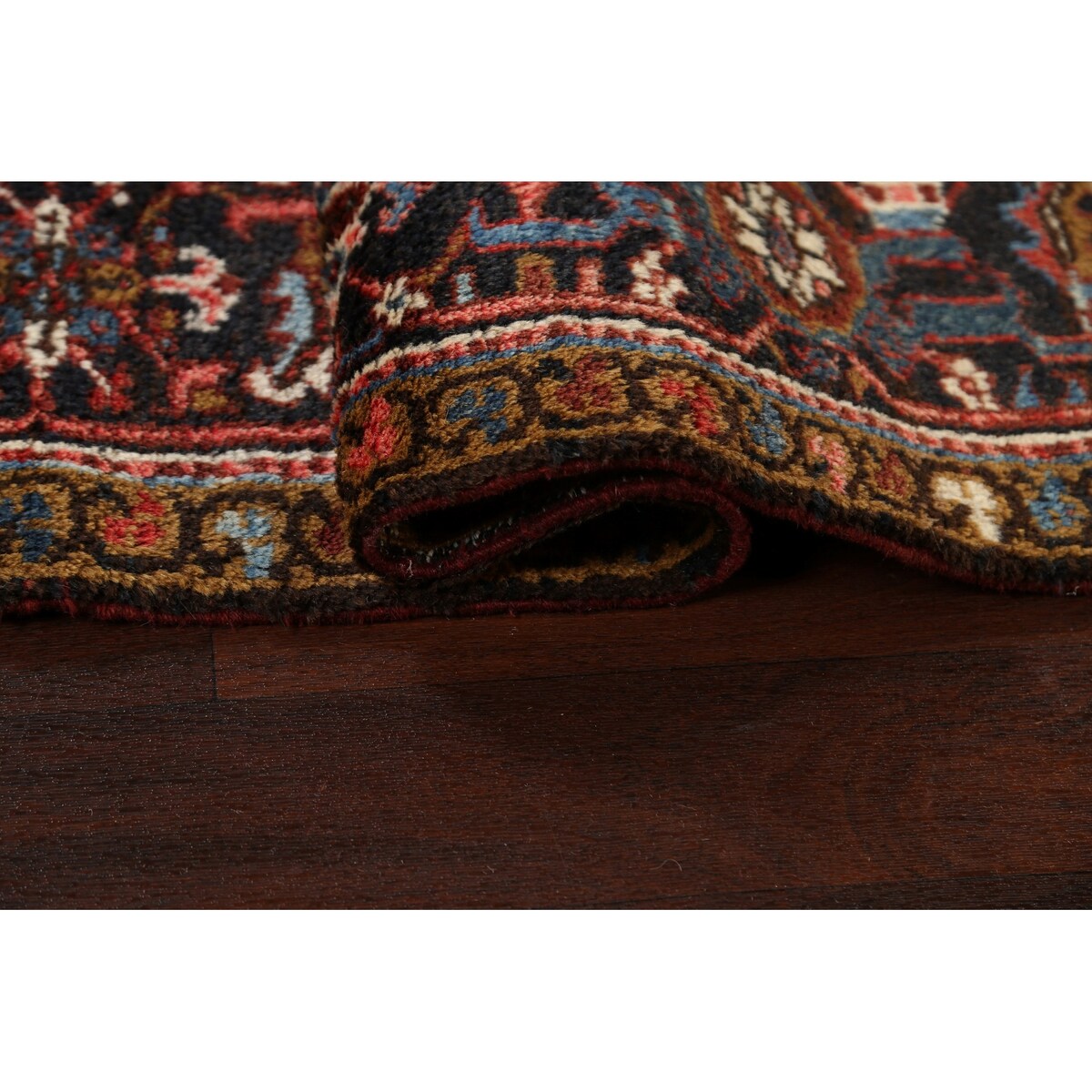 Vintage Traditional Heriz Persian Area Rug Handmade Wool Carpet - 7'2" x 8'9"