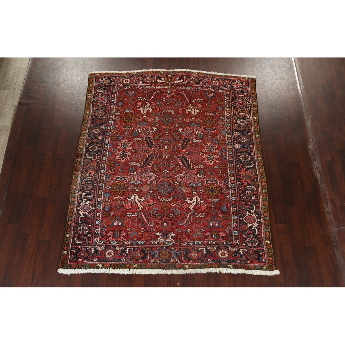 Vintage Traditional Heriz Persian Area Rug Handmade Wool Carpet - 7'2" x 8'9"