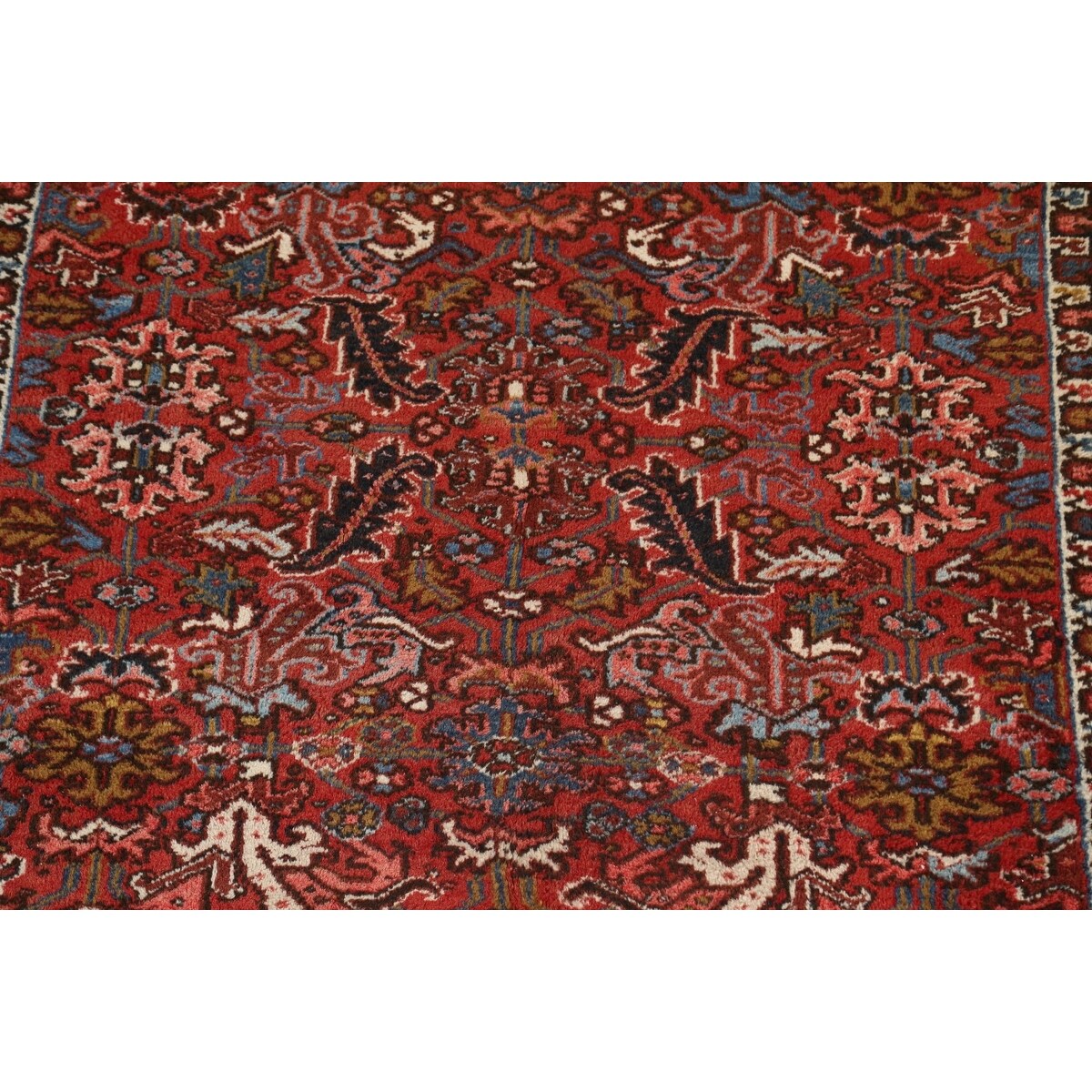 Vintage Traditional Heriz Persian Area Rug Handmade Wool Carpet - 7'2" x 8'9"