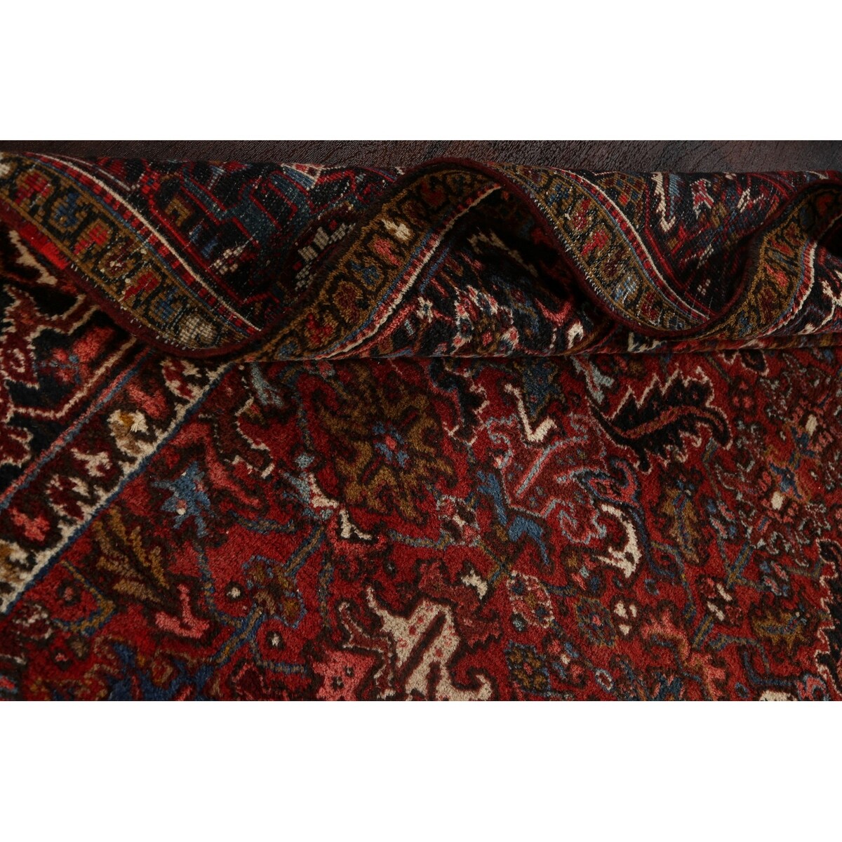Vintage Traditional Heriz Persian Area Rug Handmade Wool Carpet - 7'2" x 8'9"