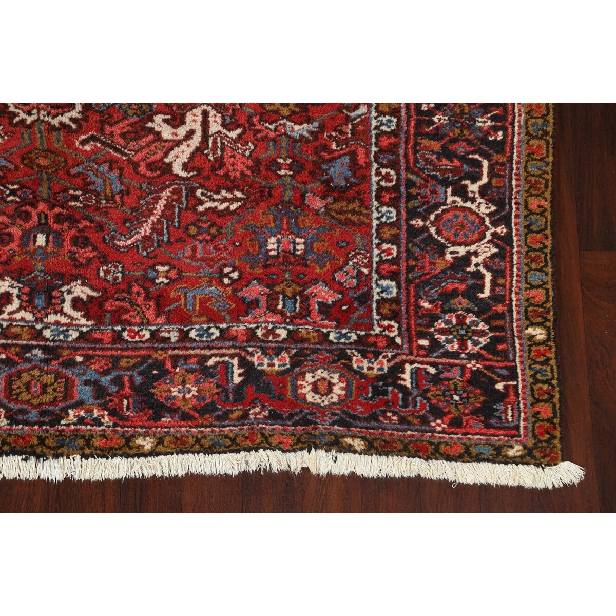 Vintage Traditional Heriz Persian Area Rug Handmade Wool Carpet - 7'2" x 8'9"