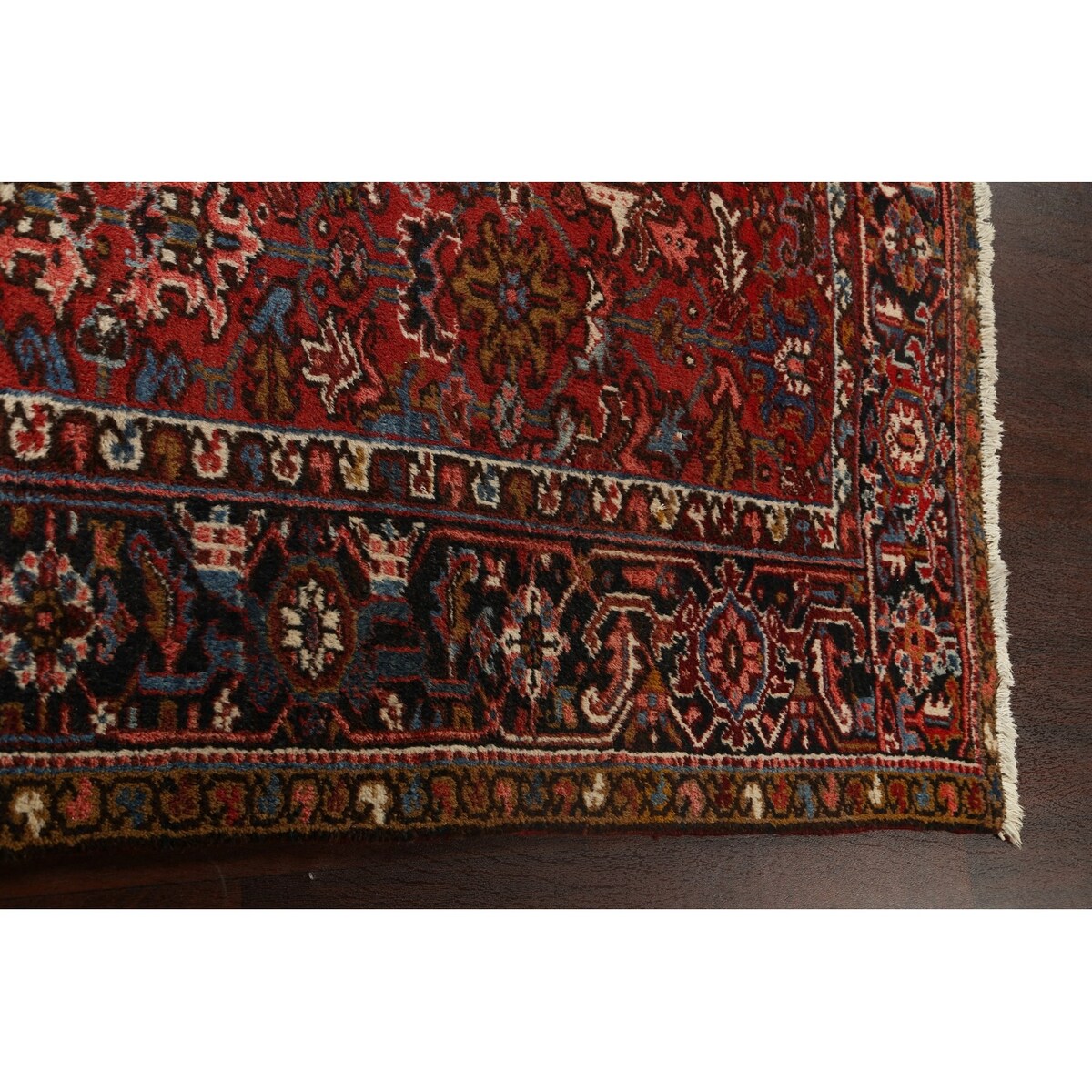 Vintage Traditional Heriz Persian Area Rug Handmade Wool Carpet - 7'2" x 8'9"