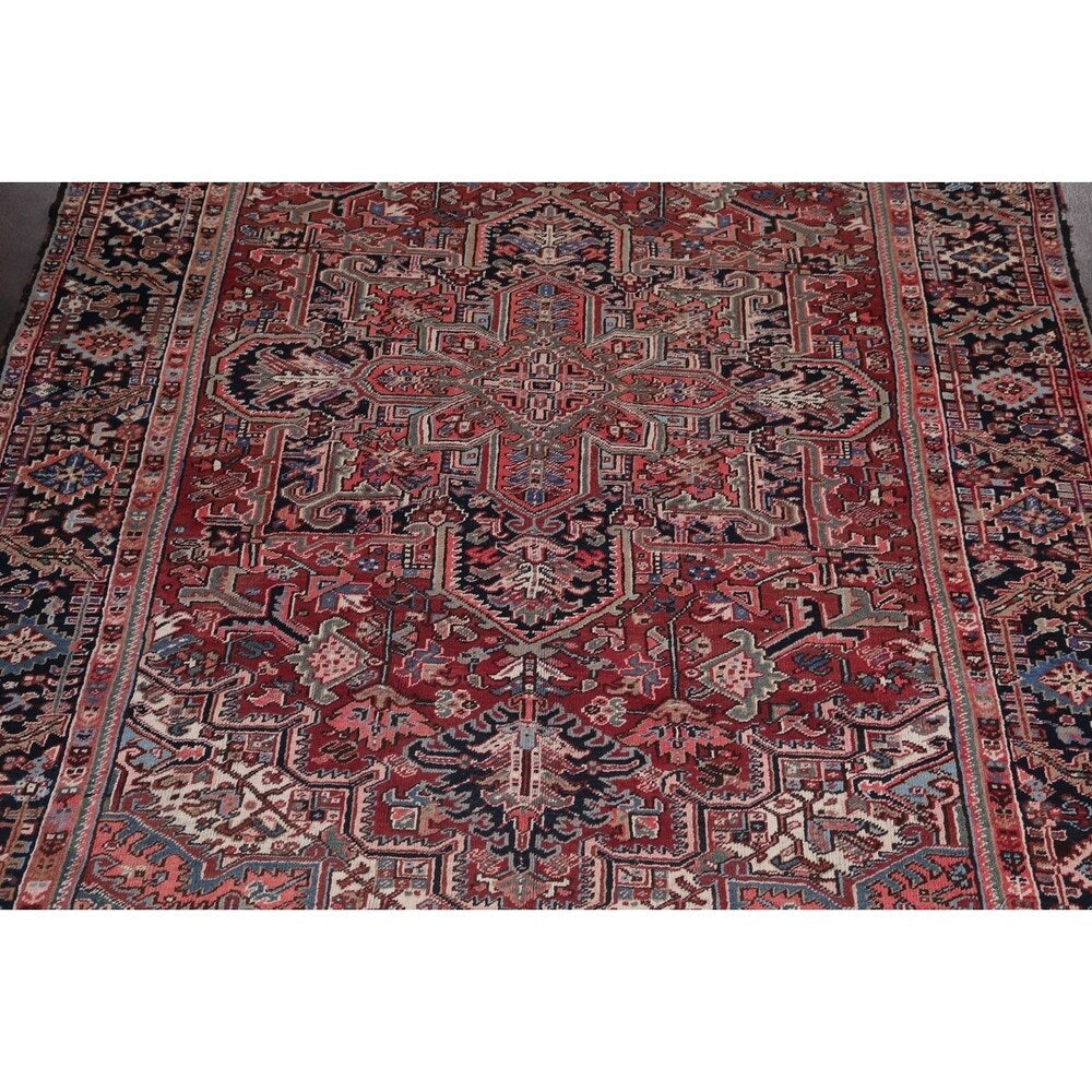 Vintage Traditional Heriz Persian Oriental Hand Knotted Wool Area Rug - 11'7" x 7'10"