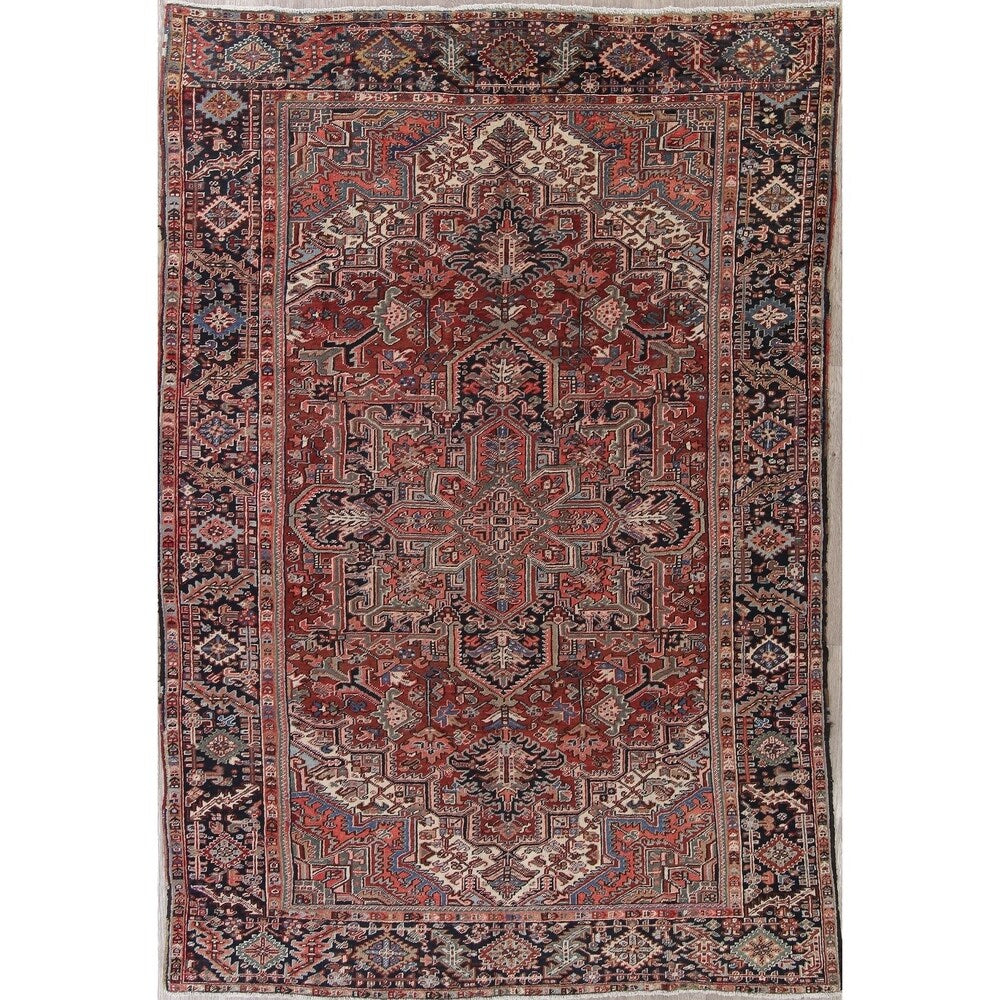 Vintage Traditional Heriz Persian Oriental Hand Knotted Wool Area Rug - 11'7" x 7'10"