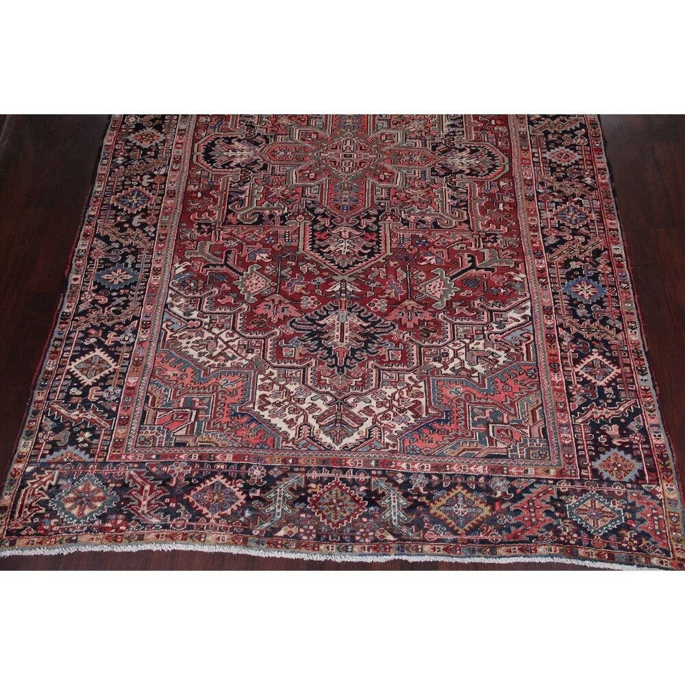 Vintage Traditional Heriz Persian Oriental Hand Knotted Wool Area Rug - 11'7" x 7'10"