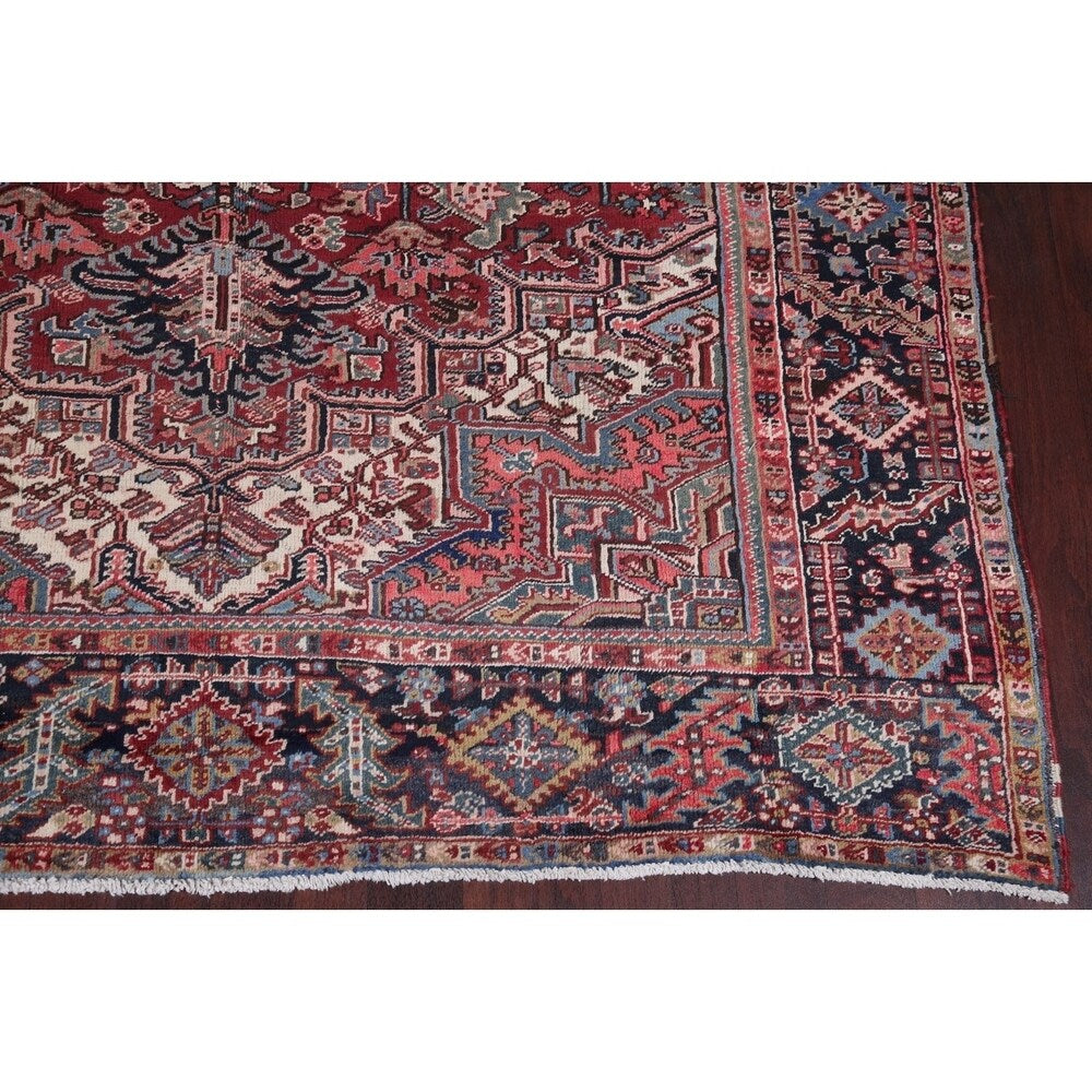 Vintage Traditional Heriz Persian Oriental Hand Knotted Wool Area Rug - 11'7" x 7'10"