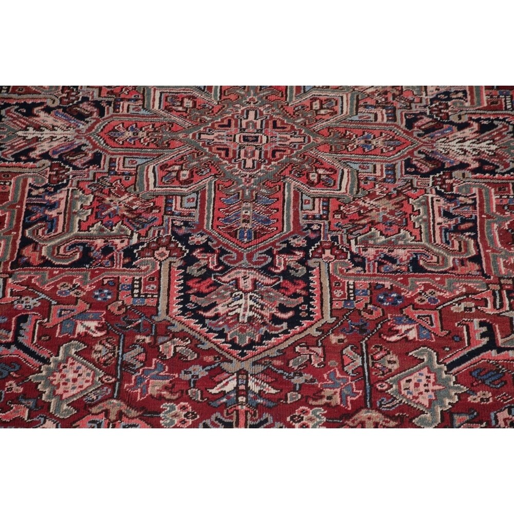 Vintage Traditional Heriz Persian Oriental Hand Knotted Wool Area Rug - 11'7" x 7'10"