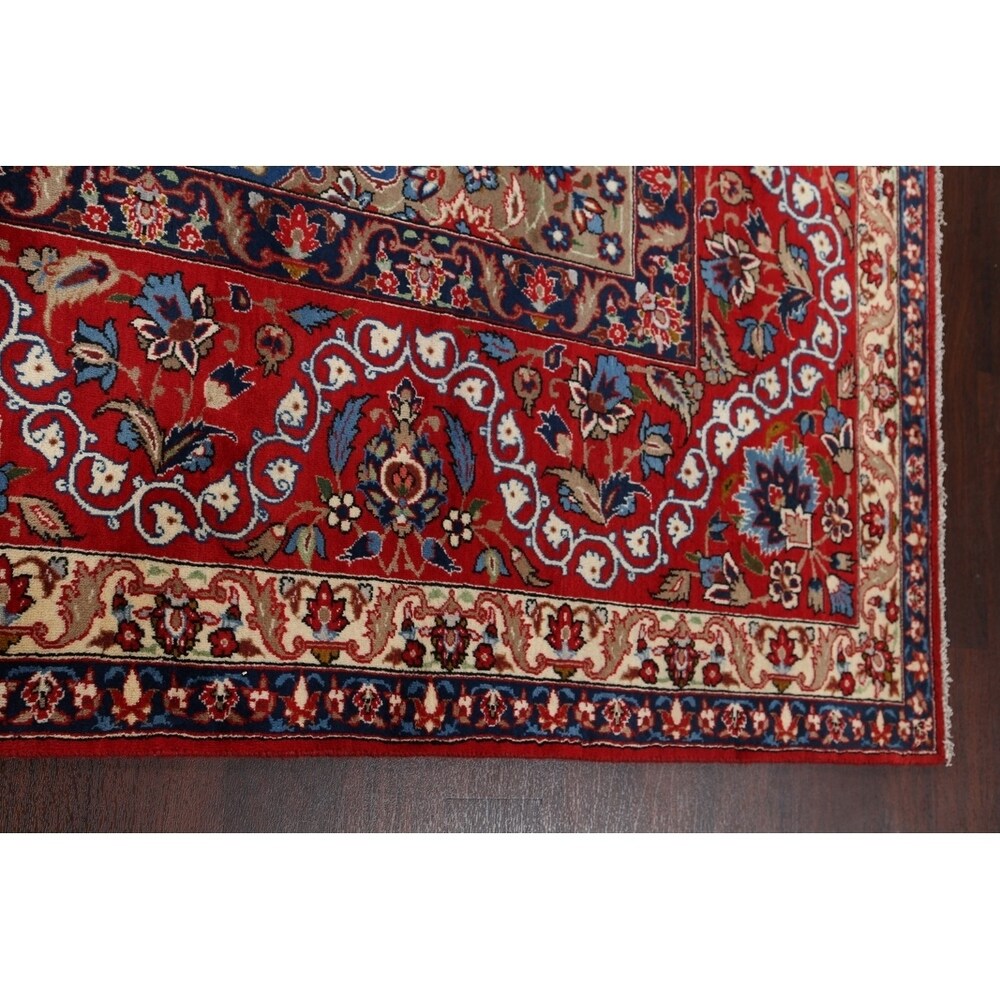 Vintage Traditional Isfahan Medallion Handmade Wool Persian Area Rug - 13'8" x 10'2"