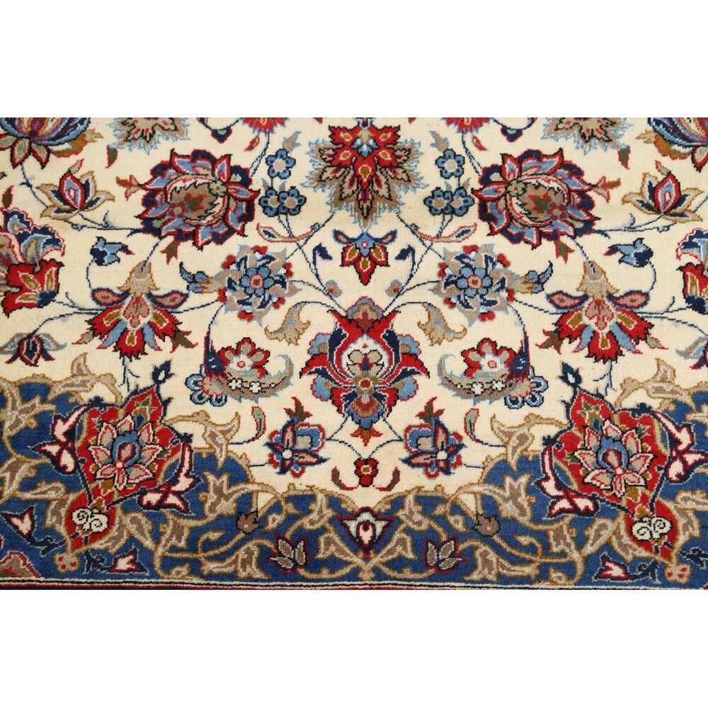 Vintage Traditional Isfahan Medallion Handmade Wool Persian Area Rug - 13'8" x 10'2"