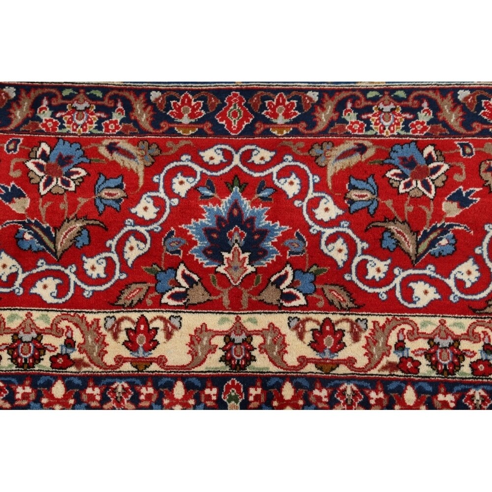 Vintage Traditional Isfahan Medallion Handmade Wool Persian Area Rug - 13'8" x 10'2"