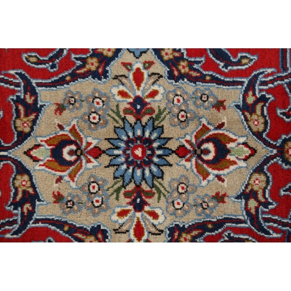 Vintage Traditional Isfahan Medallion Handmade Wool Persian Area Rug - 13'8" x 10'2"
