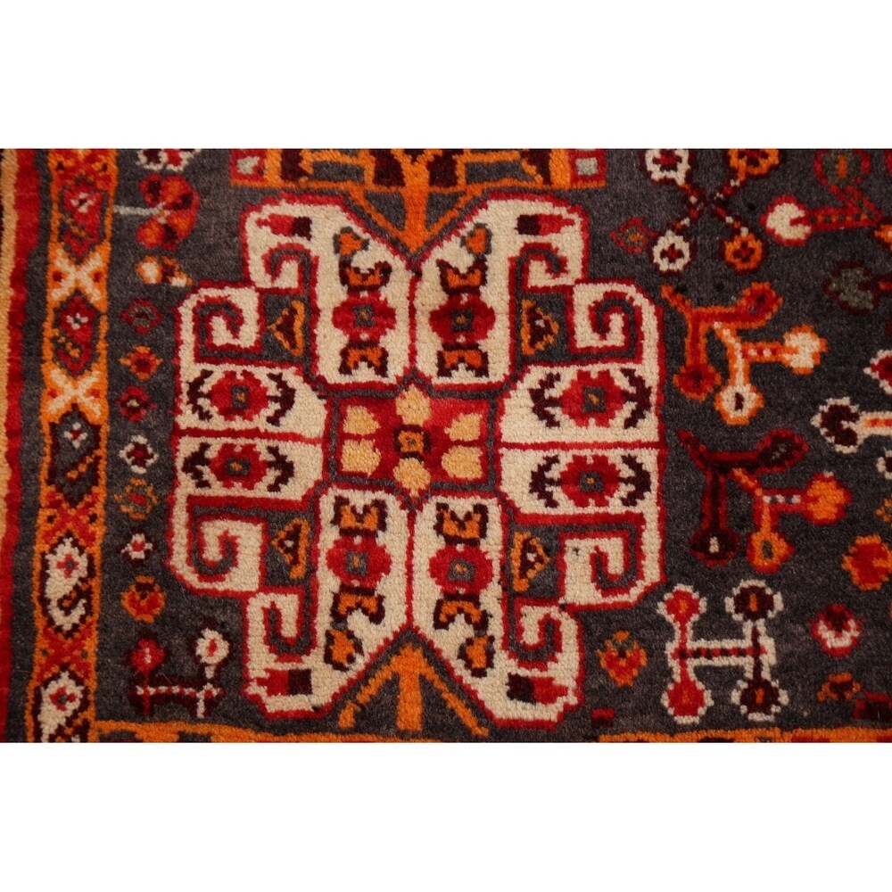 Vintage Tribal Geometric Lori Persian Area Rug Hand-Knotted Carpet - 5'3" x 7'11"