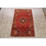 Vintage Tribal Geometric Lori Persian Area Rug Hand-Knotted Carpet - 5'3" x 7'11"