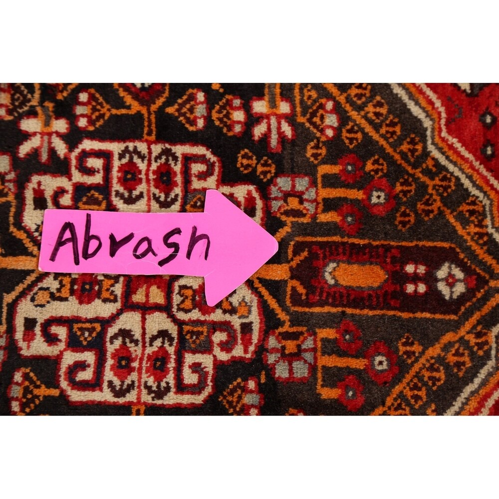 Vintage Tribal Geometric Lori Persian Area Rug Hand-Knotted Carpet - 5'3" x 7'11"