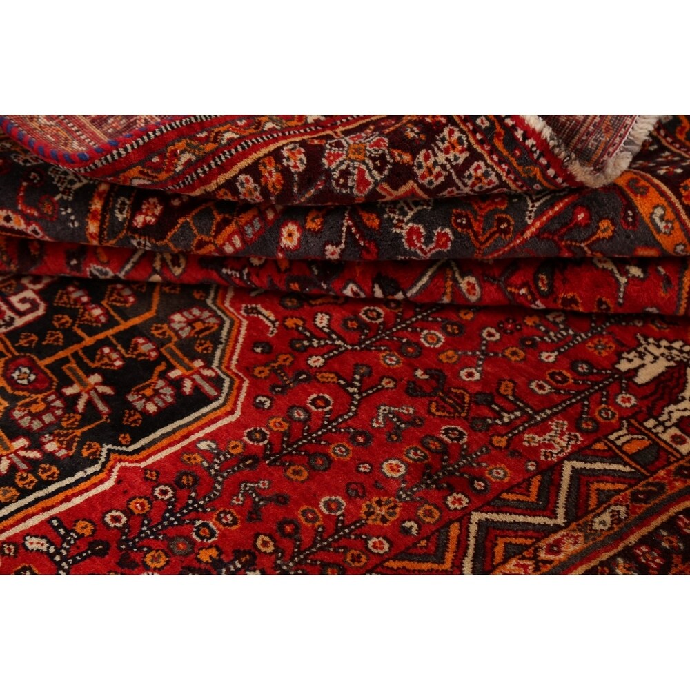 Vintage Tribal Geometric Lori Persian Area Rug Hand-Knotted Carpet - 5'3" x 7'11"