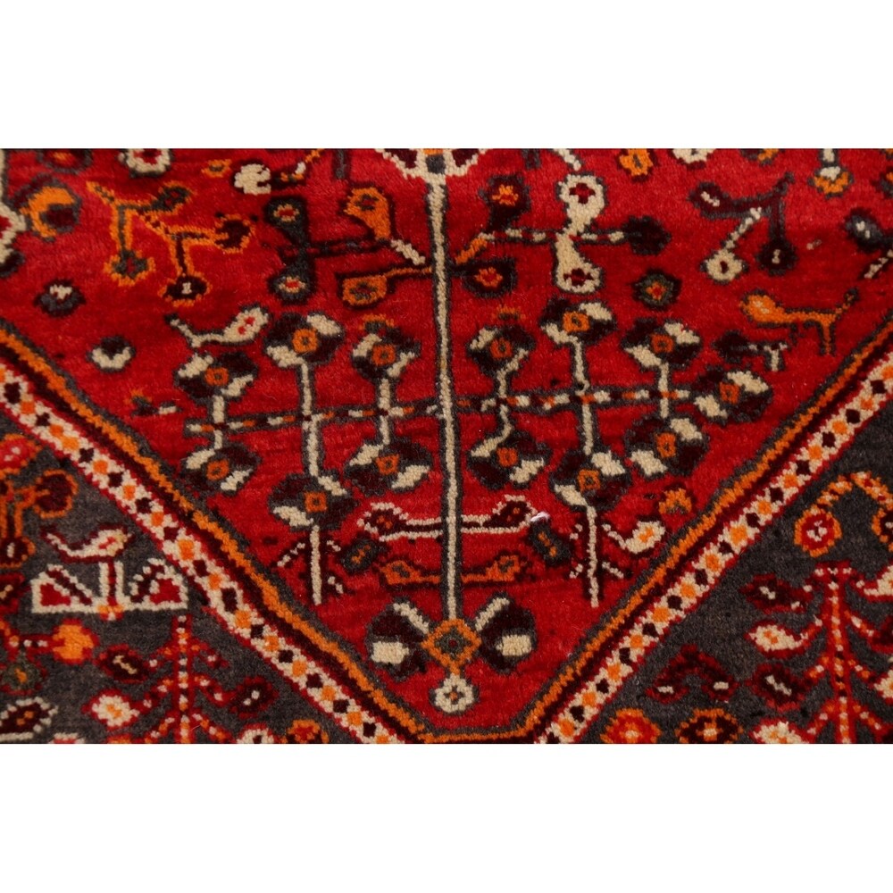 Vintage Tribal Geometric Lori Persian Area Rug Hand-Knotted Carpet - 5'3" x 7'11"