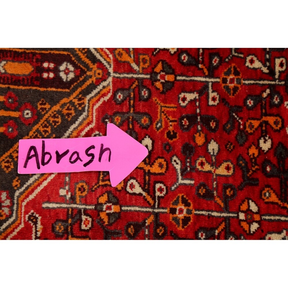 Vintage Tribal Geometric Lori Persian Area Rug Hand-Knotted Carpet - 5'3" x 7'11"