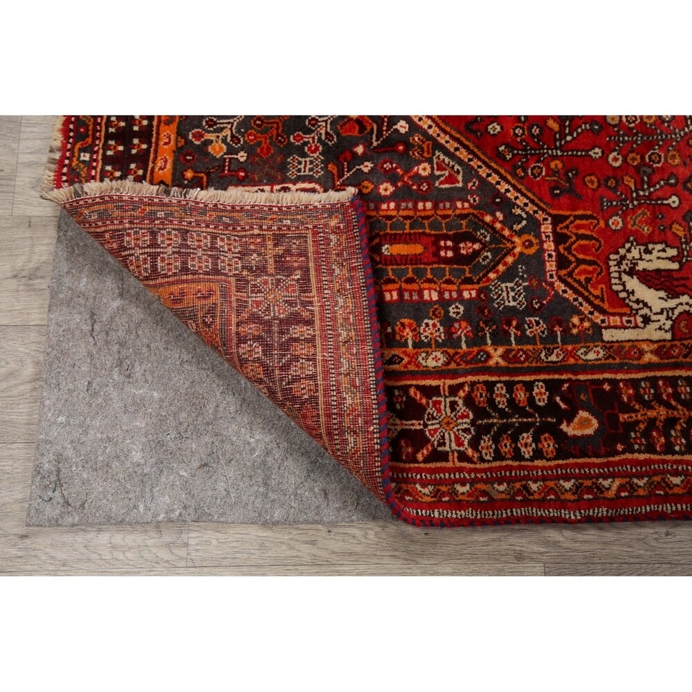 Vintage Tribal Geometric Lori Persian Area Rug Hand-Knotted Carpet - 5'3" x 7'11"