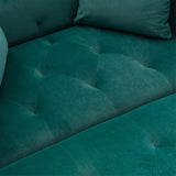 Vintage Tufted Chaise Lounge Velvet Accent Chair Living Room Arm Chairs with Chair & Ottoman Sets and Metal Legs, Green