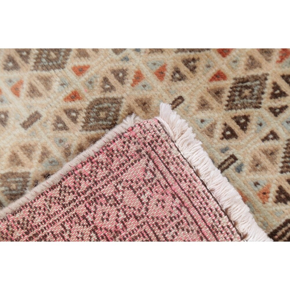 Vintage Turkoman Geometric Hand-Knotted Wool Persian Oriental Area Rug - 1'7" x 3'2"