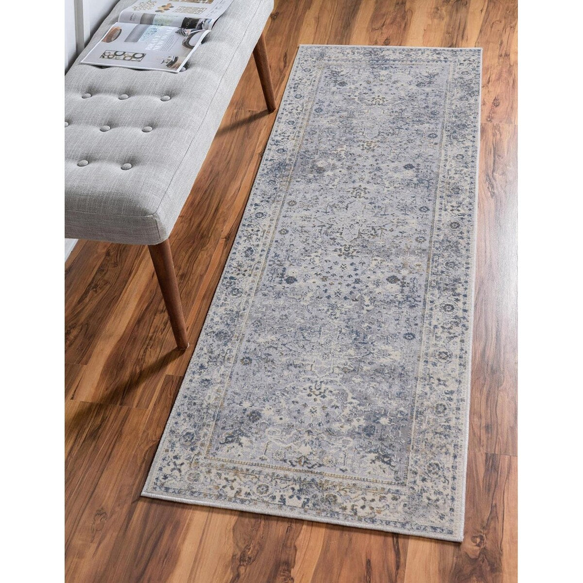 Vintage Zinnia Light Grey Blue Rug