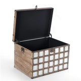 Vintorary Wooden Rectangle Galvanized Metal Lined Storage Trunk, Large