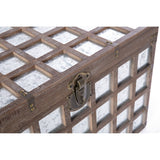 Vintorary Wooden Rectangle Galvanized Metal Lined Storage Trunk, Large