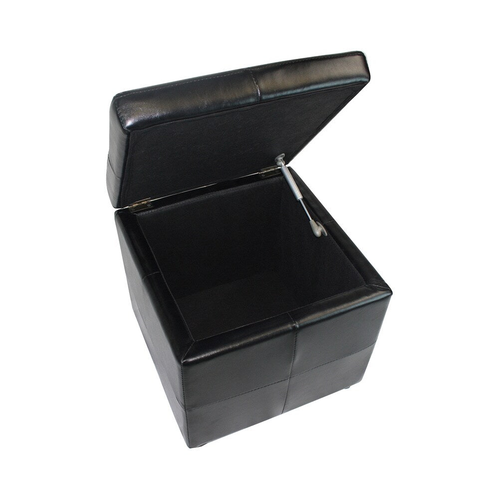 Modern Faux Leather Storage Cube Ottoman