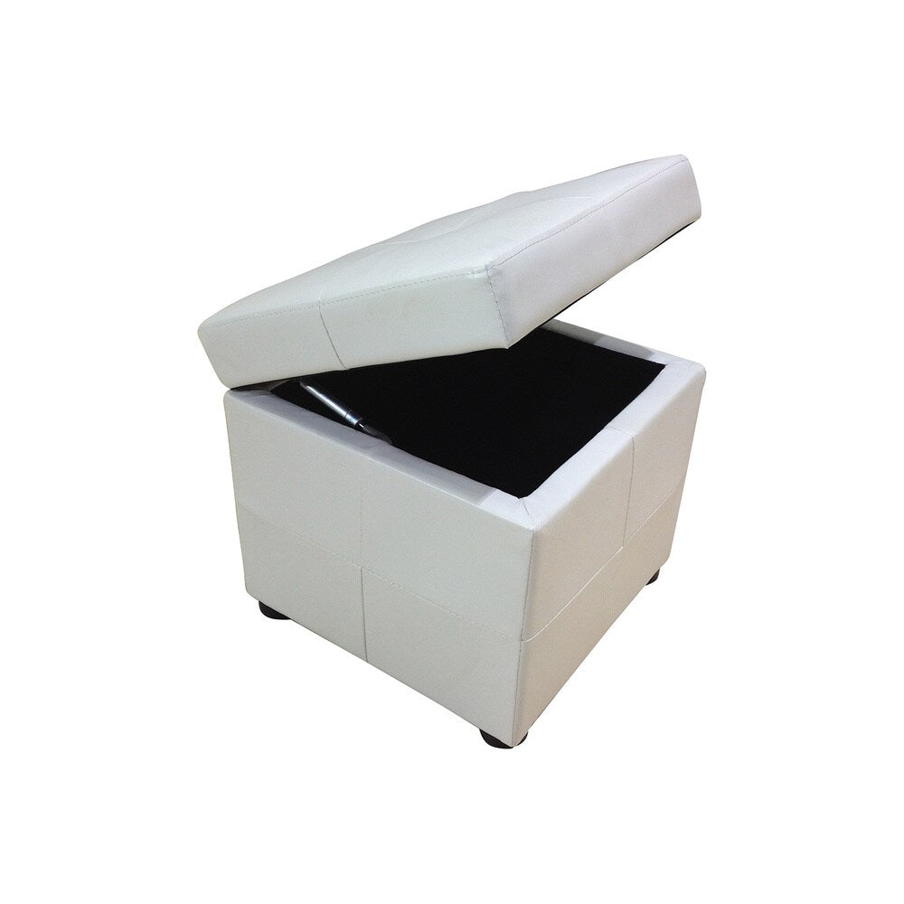 Modern Faux Leather Storage Cube Ottoman