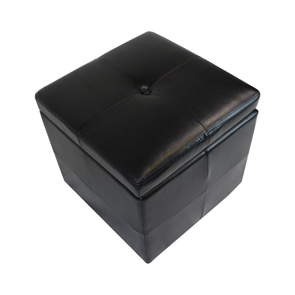 Modern Faux Leather Storage Cube Ottoman