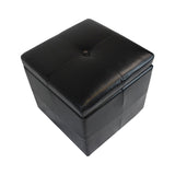 Modern Faux Leather Storage Cube Ottoman