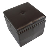Modern Faux Leather Storage Cube Ottoman