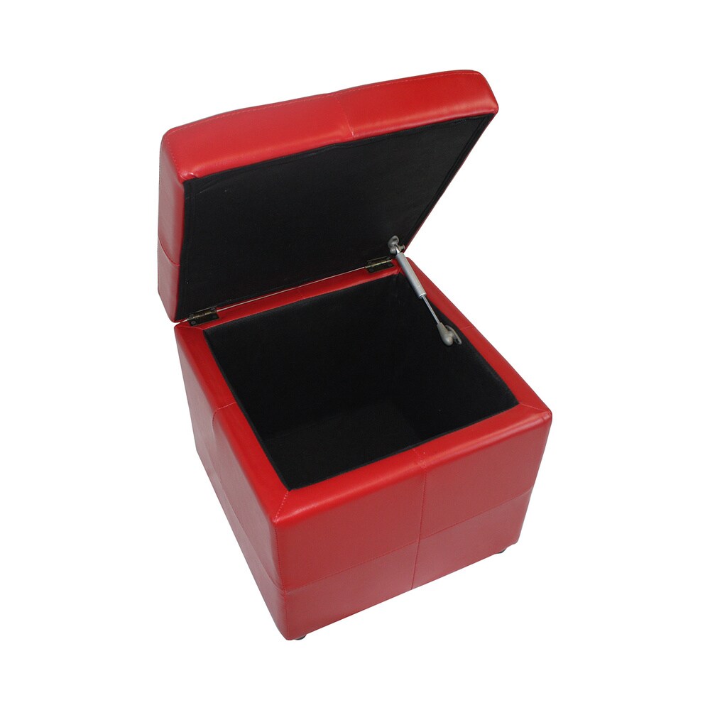 Modern Faux Leather Storage Cube Ottoman