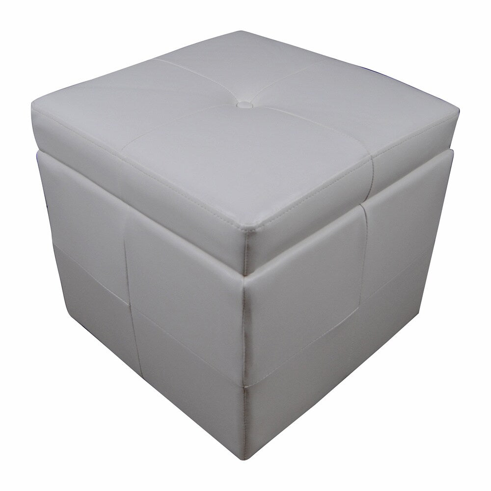 Modern Faux Leather Storage Cube Ottoman