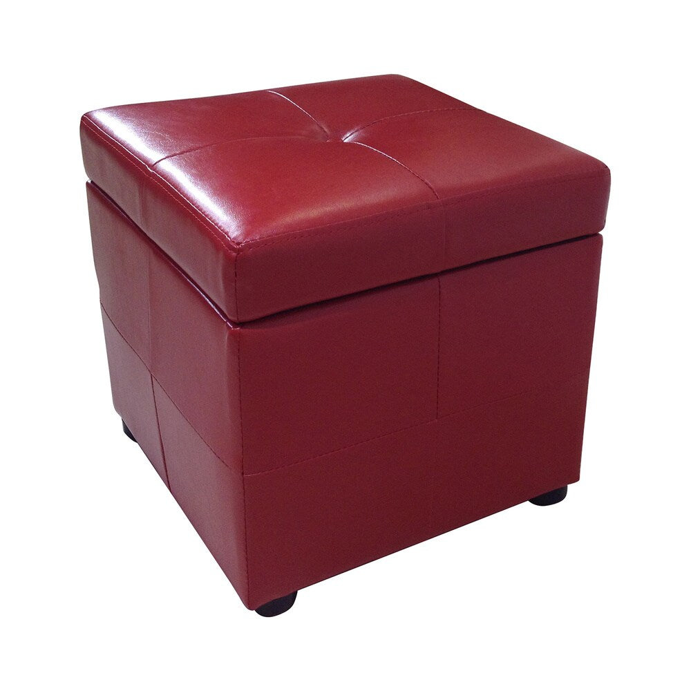Modern Faux Leather Storage Cube Ottoman