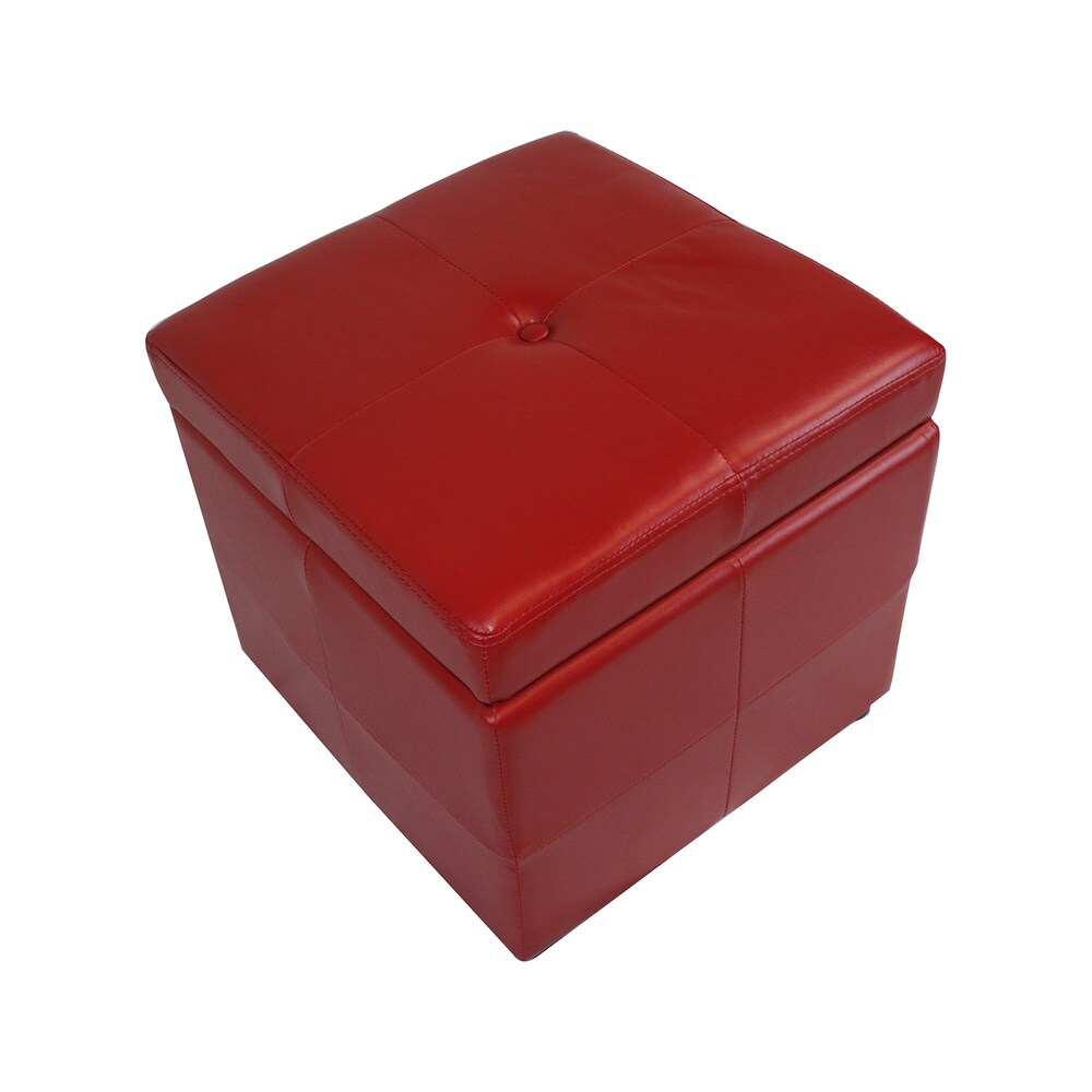 Modern Faux Leather Storage Cube Ottoman