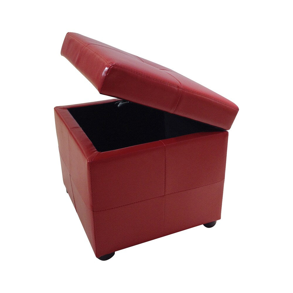 Modern Faux Leather Storage Cube Ottoman