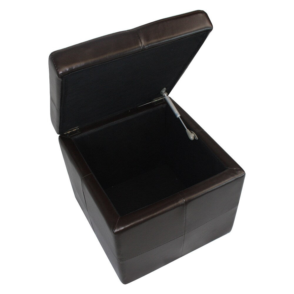 Modern Faux Leather Storage Cube Ottoman