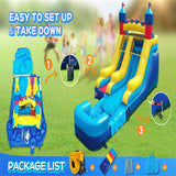 Vinyl Inflatable Bounce House with Long Slide, Climbing Ladder, Large Ball Pool and 1500-Watt Blower - 14x9x23ft