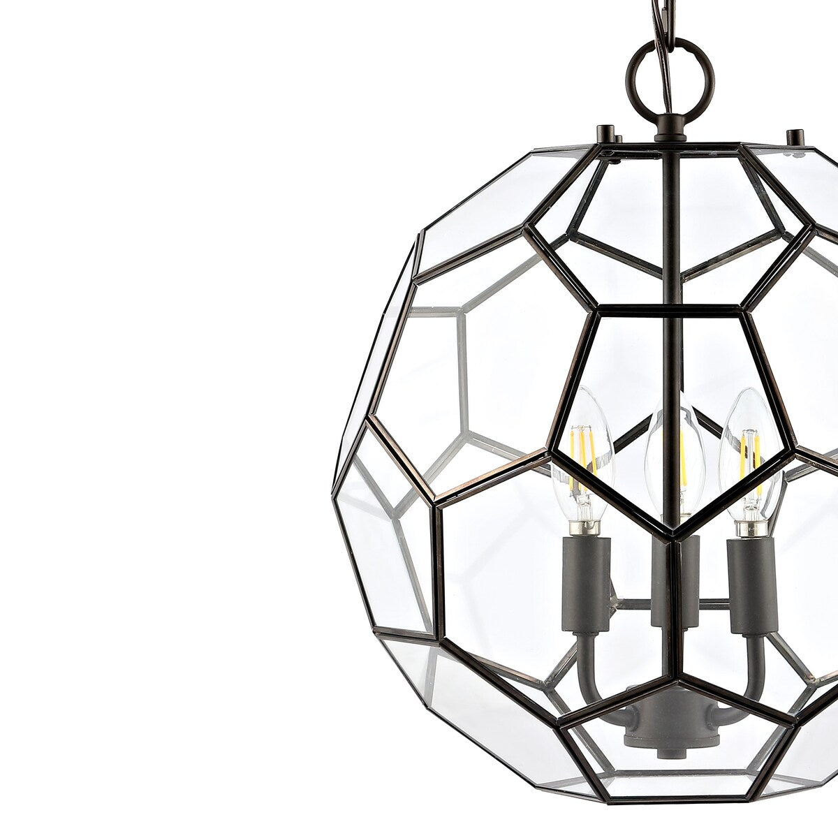 Violet 13.5" 3-Light Modern Bohemian Iron/Glass LED Pendant, Brass Gold/Clear by JONATHAN Y - 3 Light