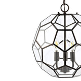 Violet 13.5" 3-Light Modern Bohemian Iron/Glass LED Pendant, Brass Gold/Clear by JONATHAN Y - 3 Light
