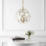 Violet 13.5" 3-Light Modern Bohemian Iron/Glass LED Pendant, Brass Gold/Clear by JONATHAN Y - 3 Light